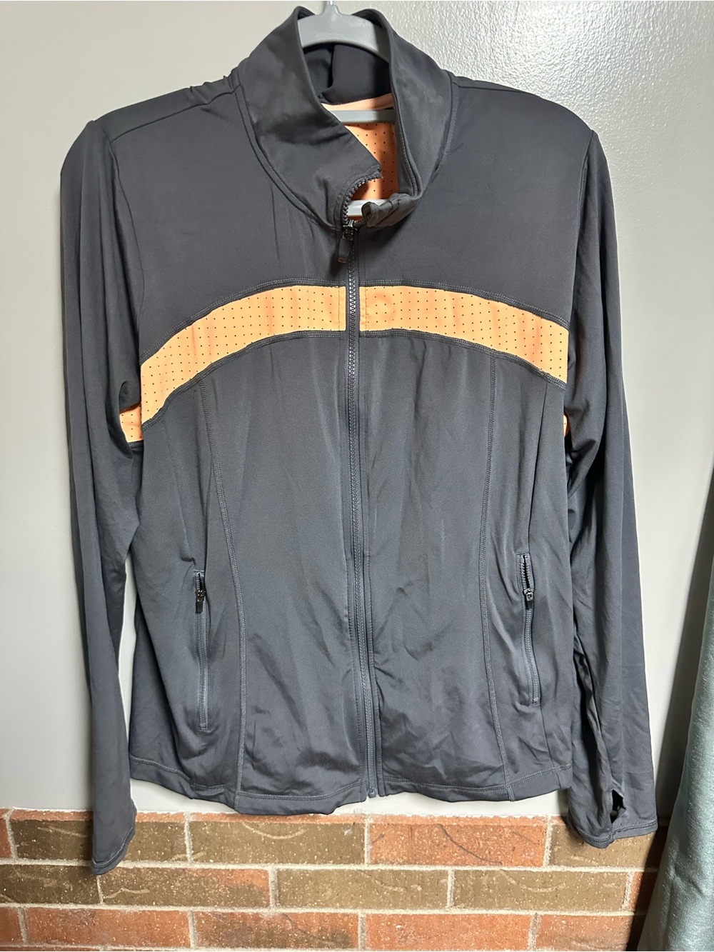 Xersion Black Utility Jacket with Orange Perforated Stripe